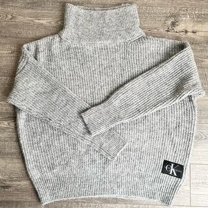 Soft Baggy Chunky Knit Sweater Calvin Klein. Perfect Shade Of Grey L Large NEW